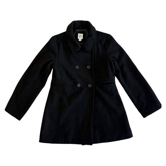 GAP Kids Classic Black Wool Winter Coat – Size L - Picture 1 of 5